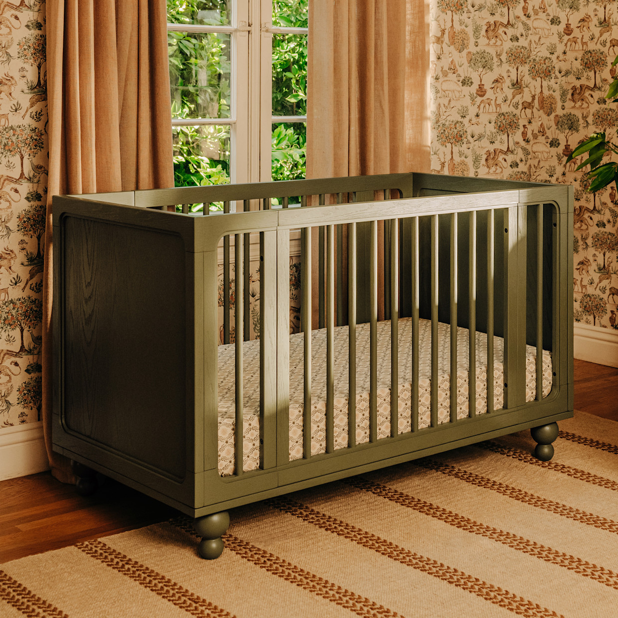 babyletto Astre All-Stages 8-in-1 Crib with Bassinet & Toddler Bed Kits by Nate Berkus - Archival Elm.