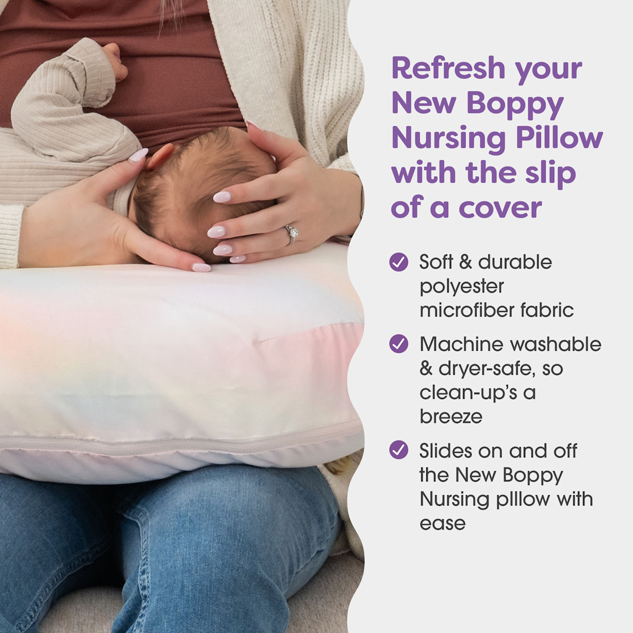Boppy New Nursing Pillow Cover - Rainbow Sherbet.