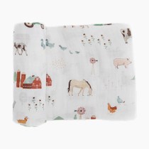 Little Unicorn Premium Cotton Swaddle Baby Blanket | Breathable Fabric | for swaddling, Play, Nursing & More (Farmyard)