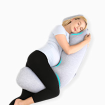 Momcozy Pregnancy Pillows for Side Sleeping, J Shaped Maternity Body Pillow for Pregnancy, Soft Pregnancy Pillow with Jersey Cover for Head Neck Belly Support, Grey