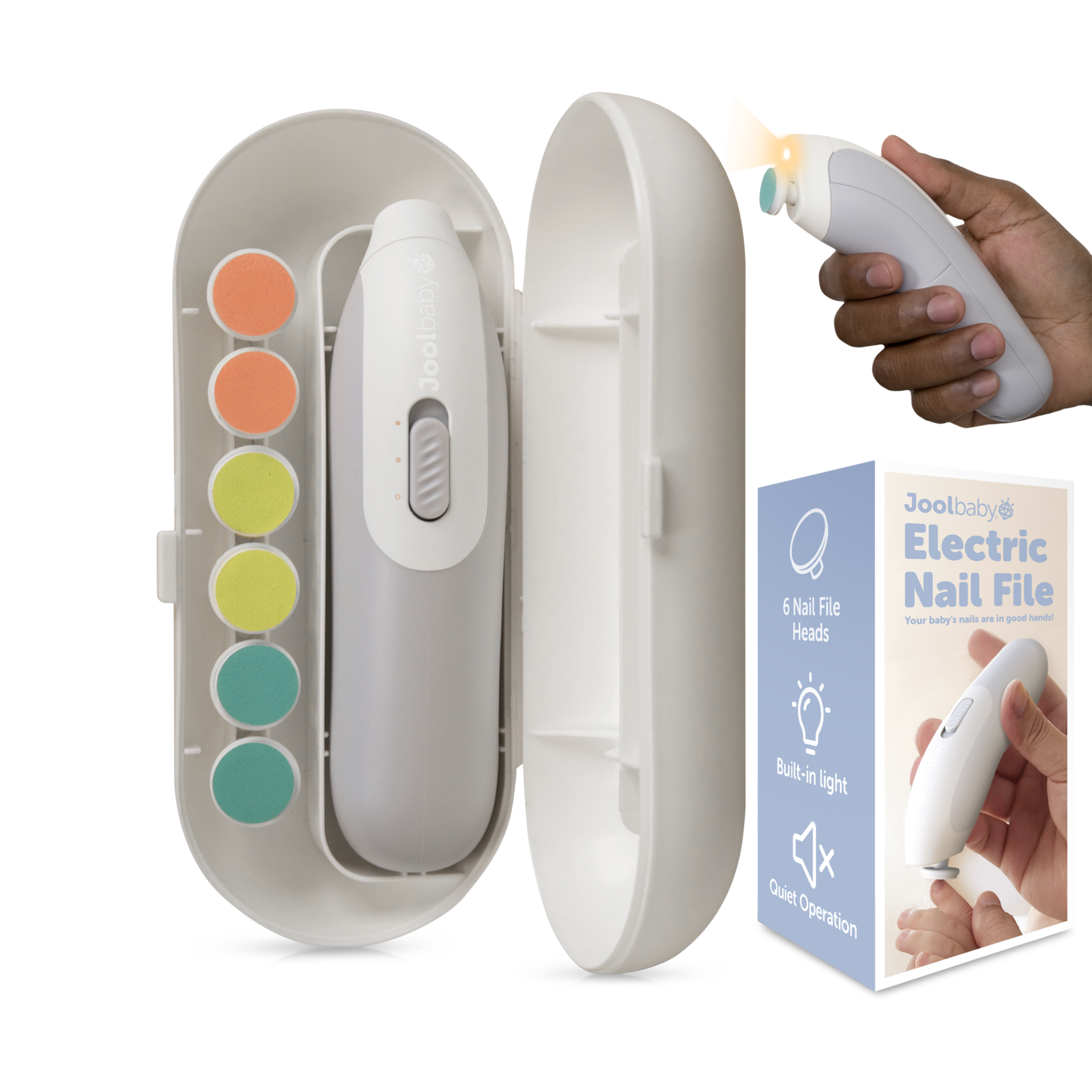 Jool Baby Electric Nail File – Built-in Light & Quiet Operation for Quick & Easy Nail Trimming