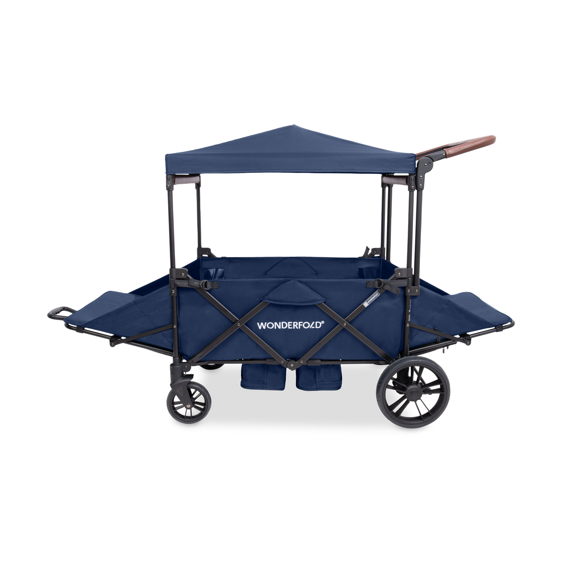 WonderFold Wagon Push & Pull Double Stroller Wagon - Navy.