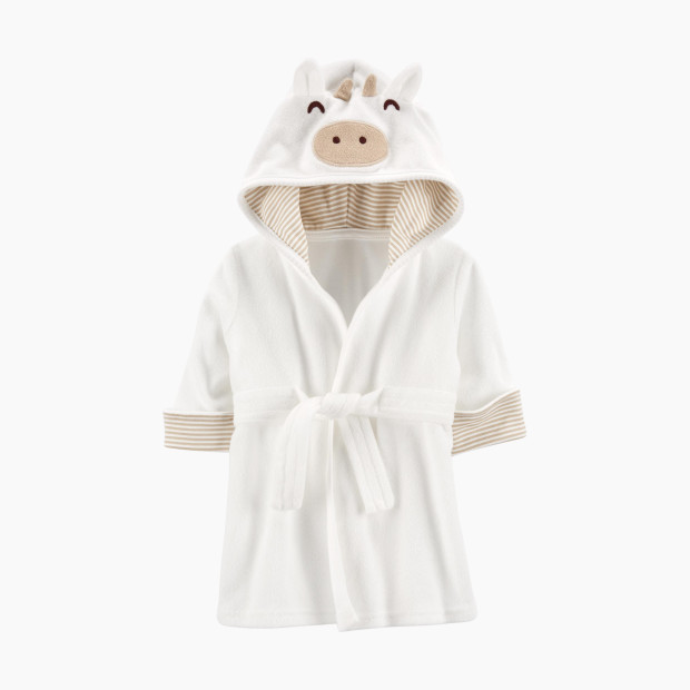 Carter's Hooded Terry Robe - White Cows, 0-9 M.