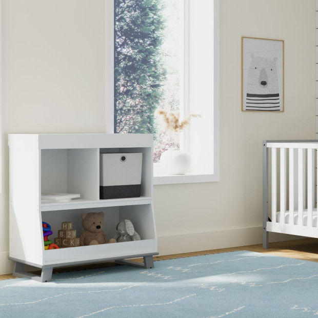 Storkcraft Modern Convertible Changing Table - White/Pebble Gray.