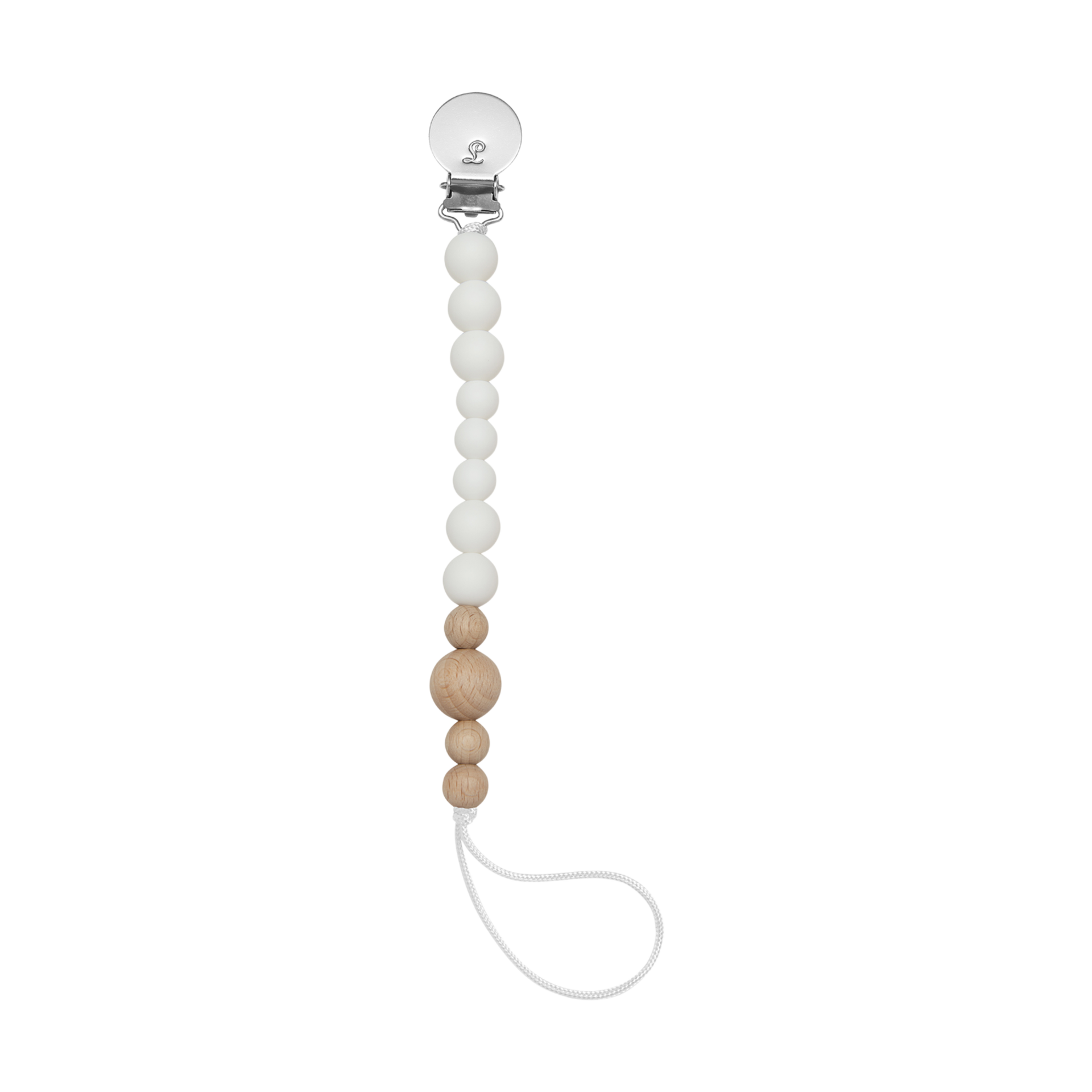 Loulou Lollipop Colorblock Wood & Silicone Pacifier Clip - White.