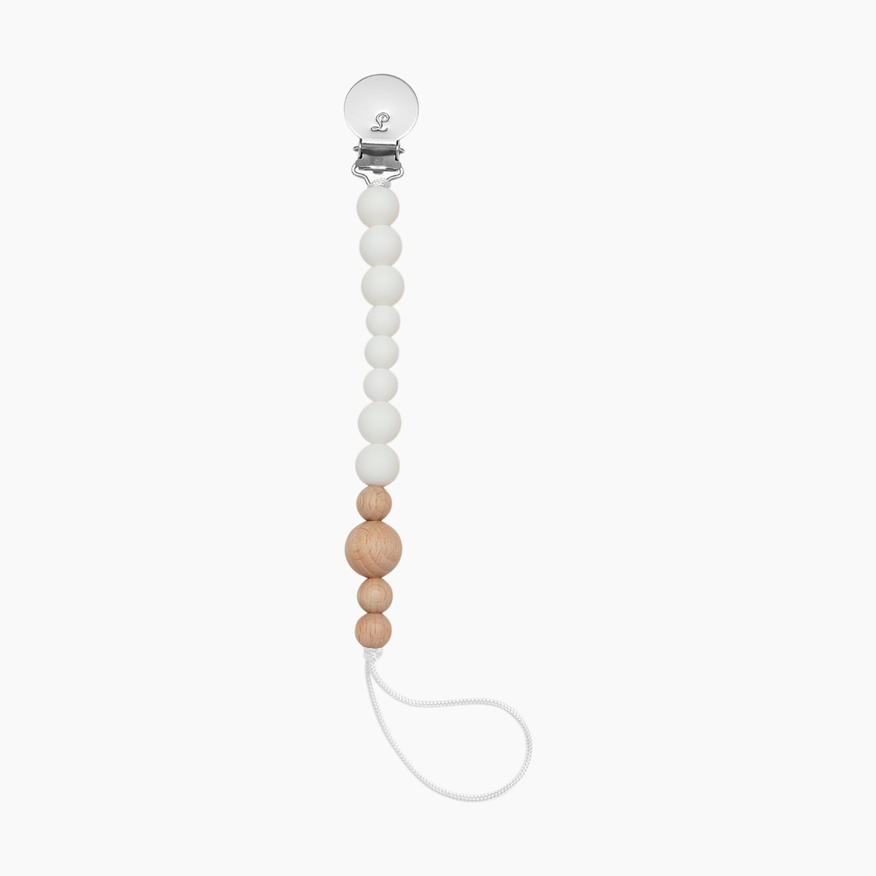 Loulou Lollipop Colorblock Wood & Silicone Pacifier Clip - White.