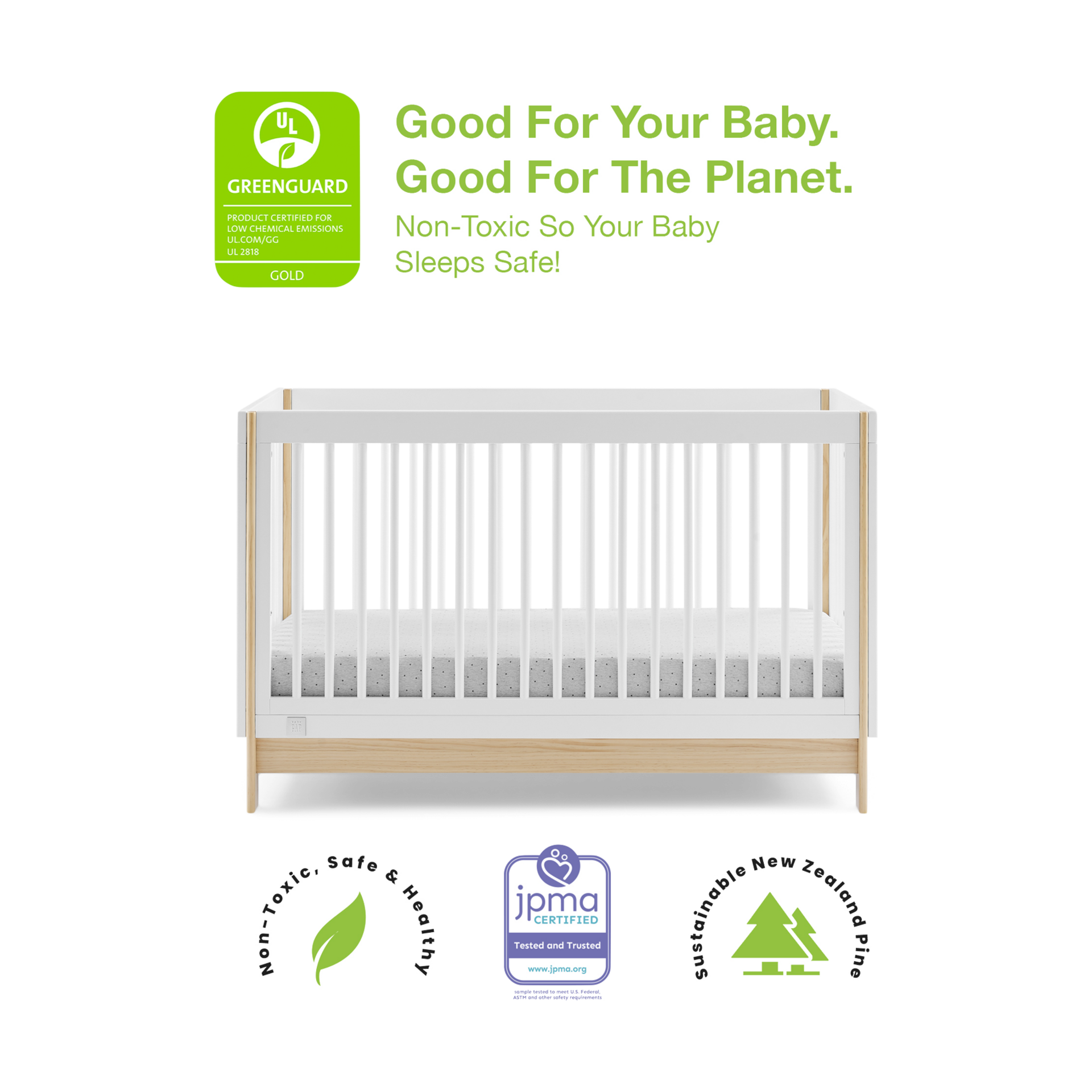 Delta Children babyGap Tate 4-in-1 Convertible Crib - Bianca White/Natural.