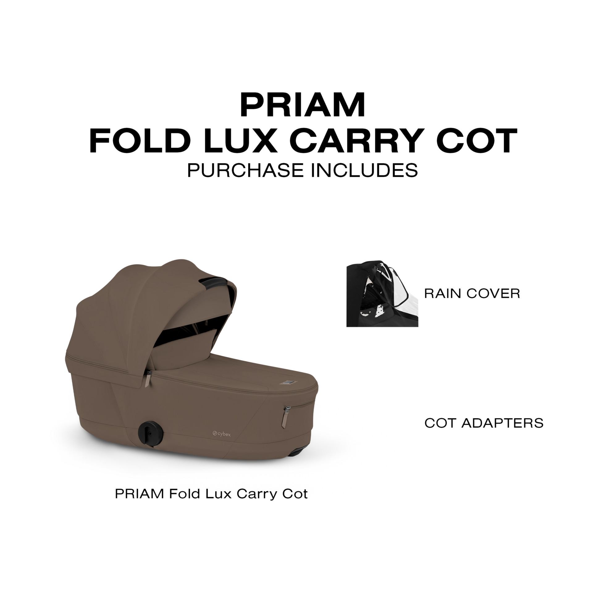 Cybex PRIAM Fold Lux Carry Cot - Coconut Brown.