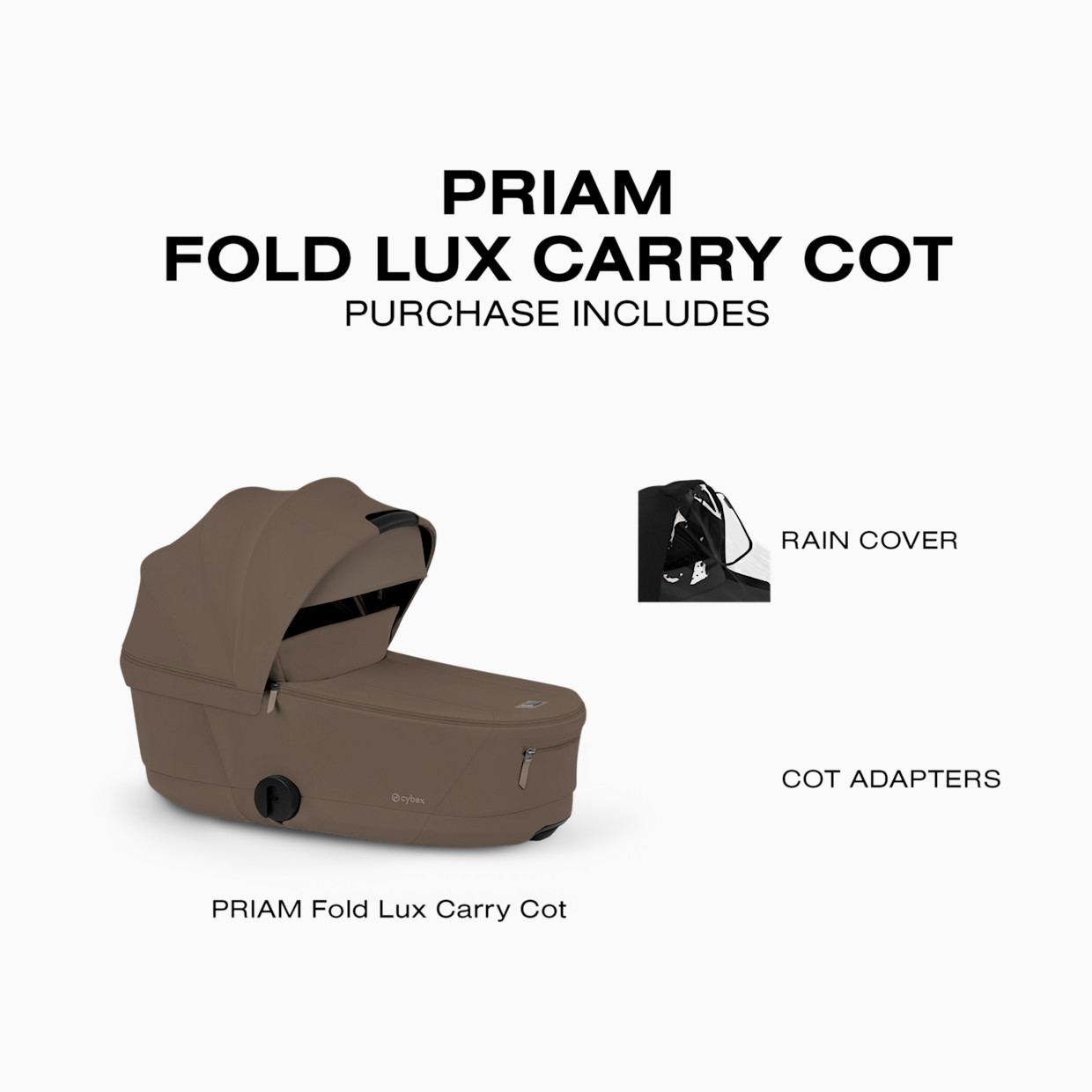 Cybex PRIAM Fold Lux Carry Cot - Coconut Brown.