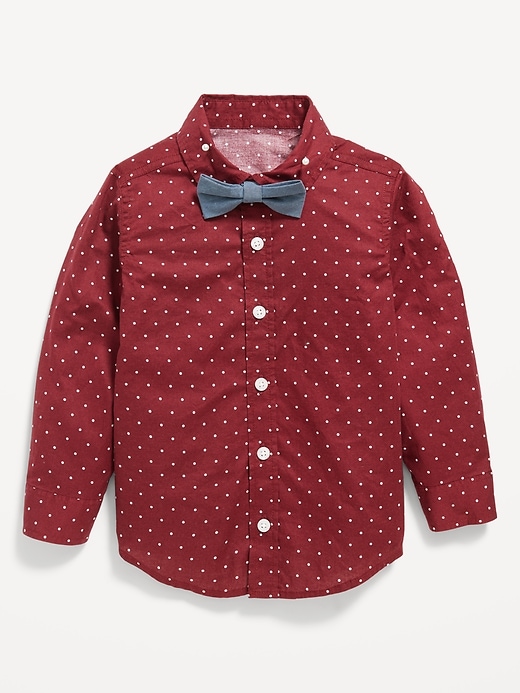 Old Navy Long-Sleeve Printed Poplin Shirt & Bow-Tie Set.