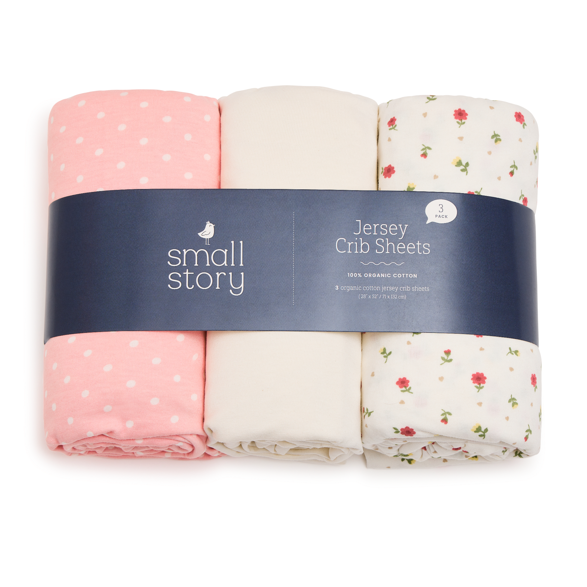 Small Story Organic Cotton Jersey Crib Sheets (3 Pack) - Sweet Floral.
