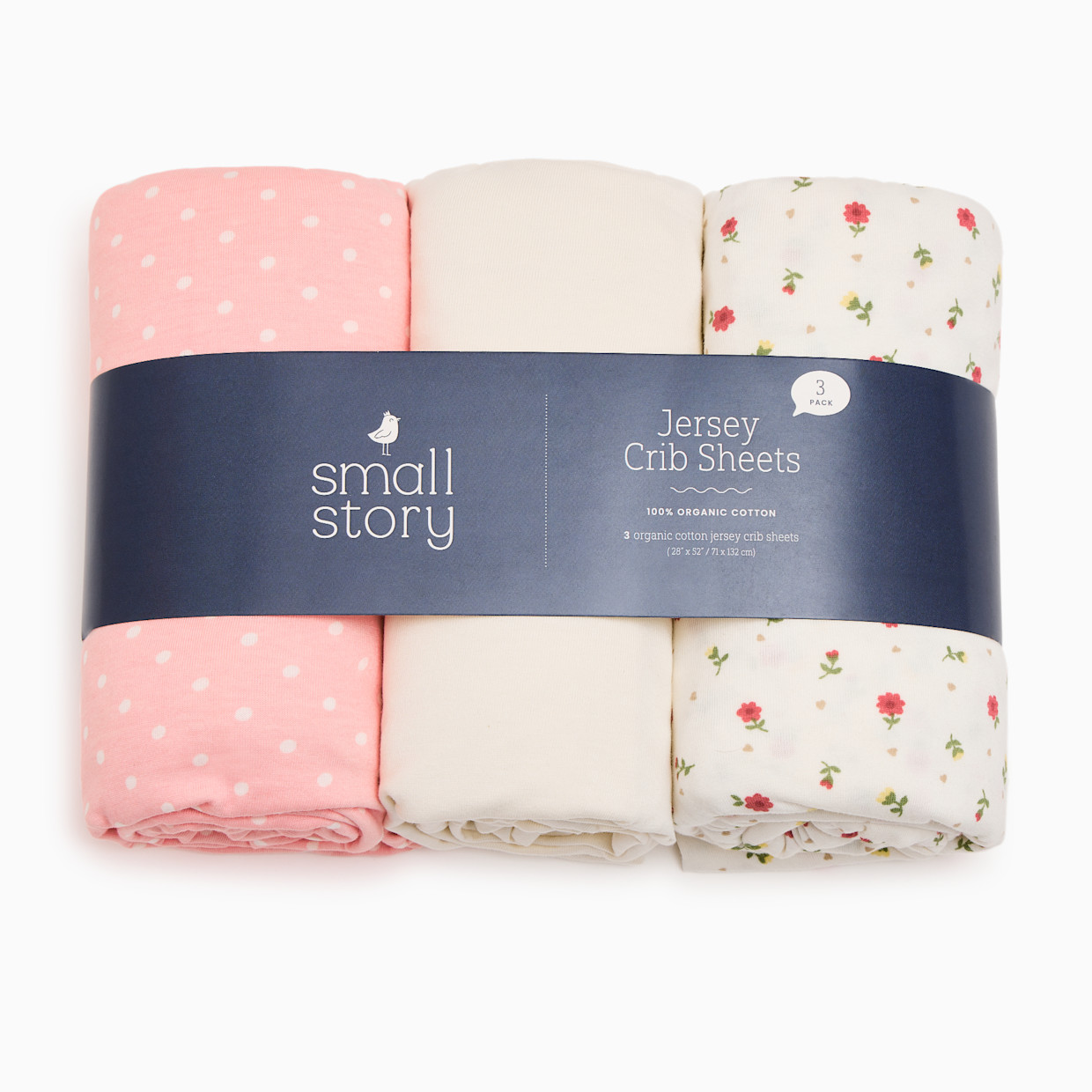 Small Story Organic Cotton Jersey Crib Sheets (3 Pack) - Sweet Floral.