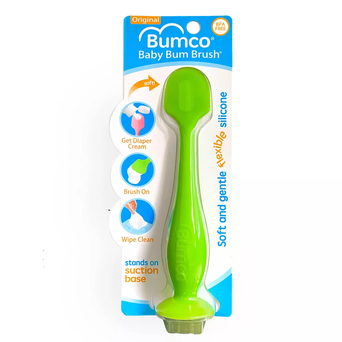 Baby Bum Brush Diaper Cream Brush - Green Full Size: Whole Body Application, Rubber Material
