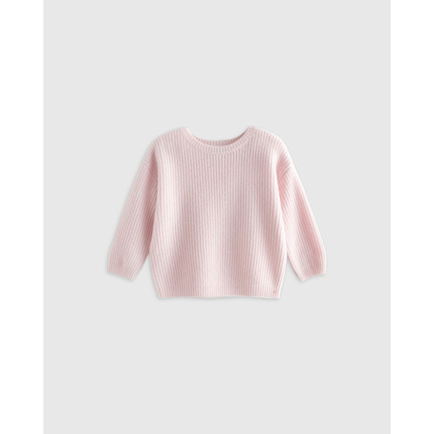 Quince Mongolian Cashmere Fisherman Tunic Sweater - Baby in Minimal Pink.