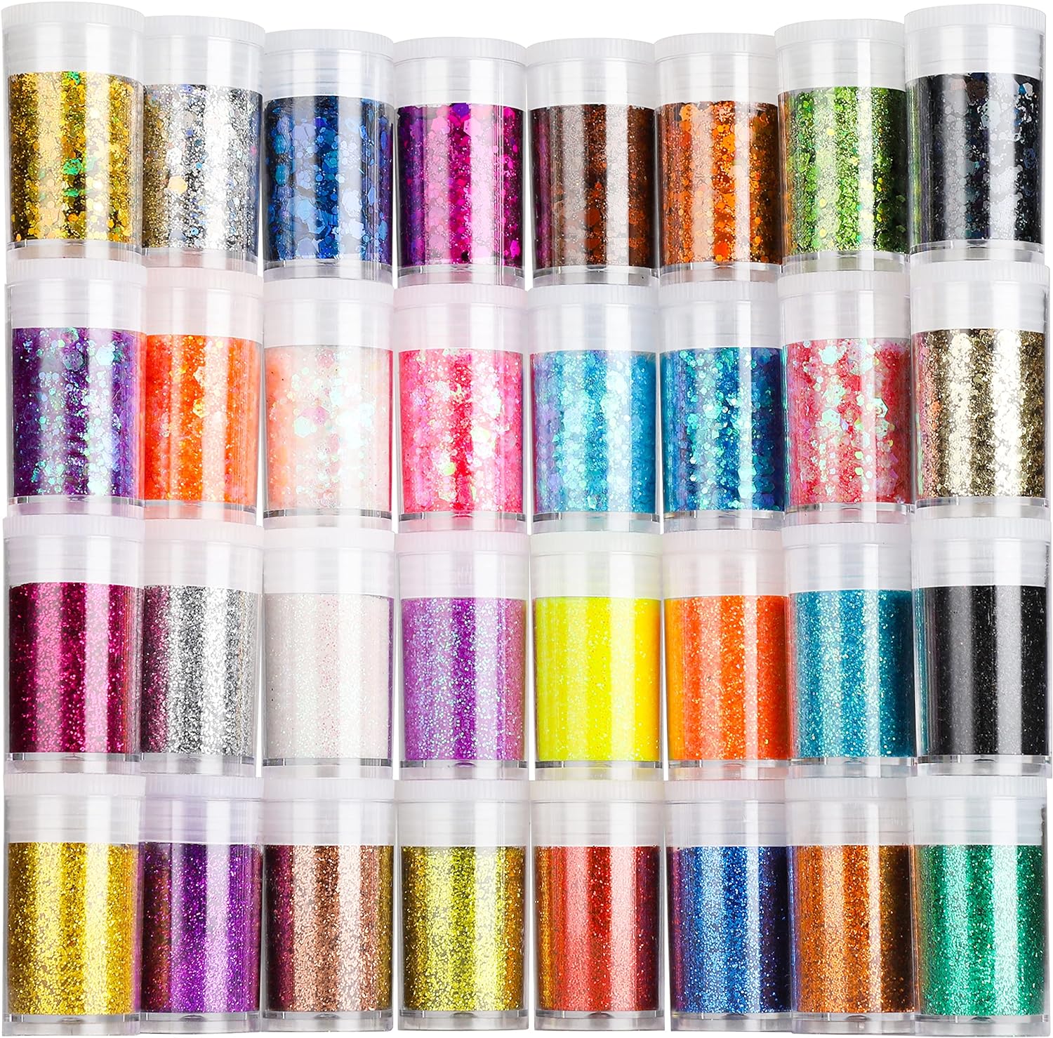 Assorted Craft Glitter, 16 pieces.
