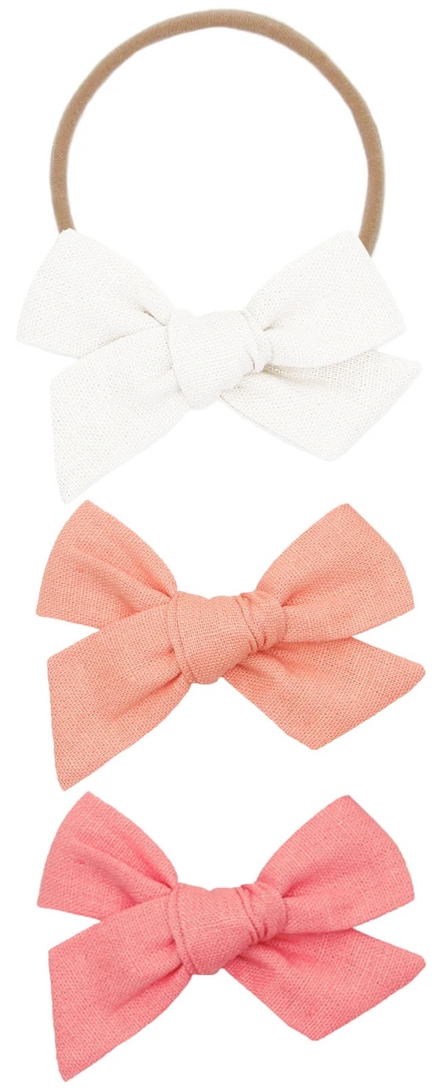 Lou Lou and Company Linen Bow 3 Pack: Mango Headbands.
