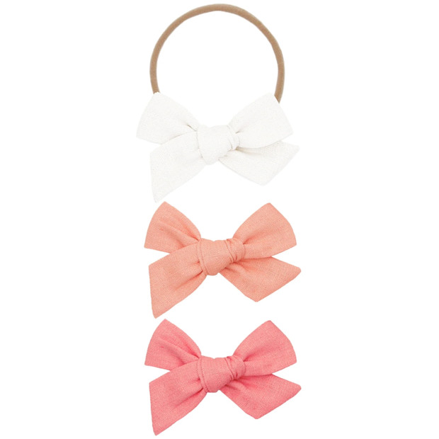Lou Lou and Company Linen Bow 3 Pack: Mango Headbands.