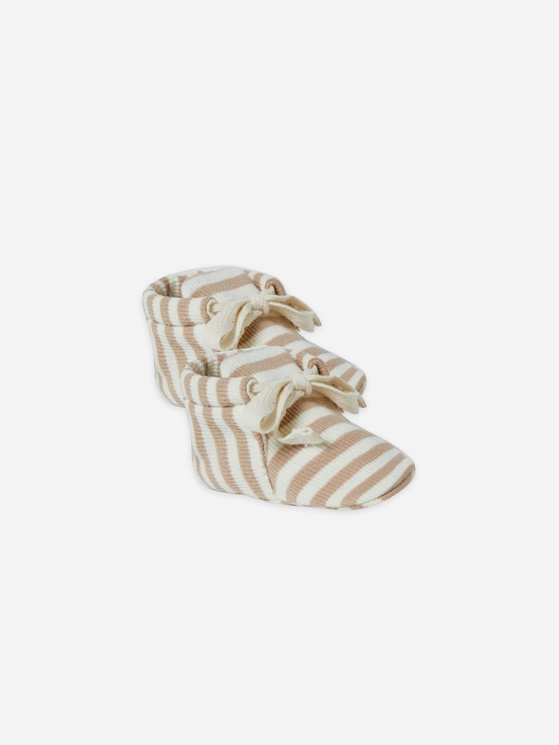 Quincy Mae Baby Booties -Latte Stripe.