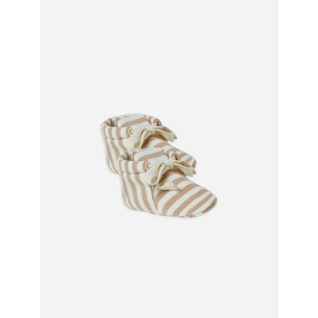 Quincy Mae Baby Booties -Latte Stripe.