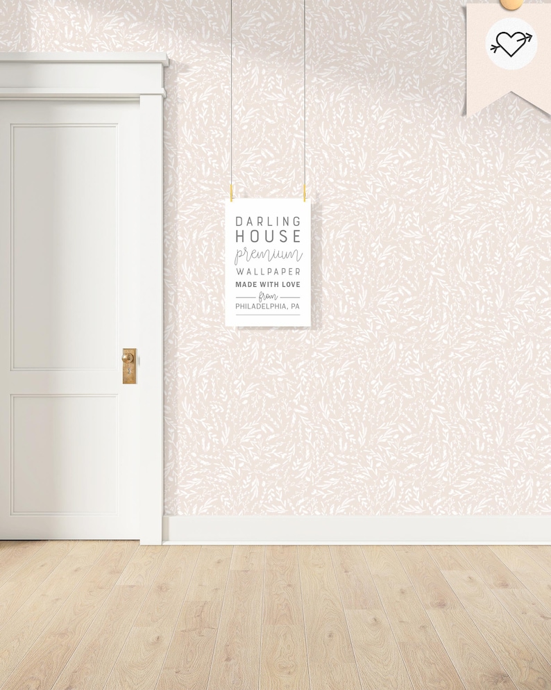 DarlingHouseDesign Minimalist Blush Pink Wildflower Wallpaper - $88.00+.