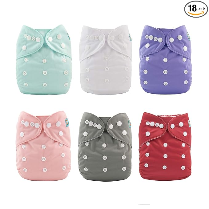 ALVABABY 6-Pack Cloth Diaper with 12 Inserts.