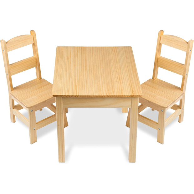 Solid Wood Table and 2 Chairs Playroom Furniture.