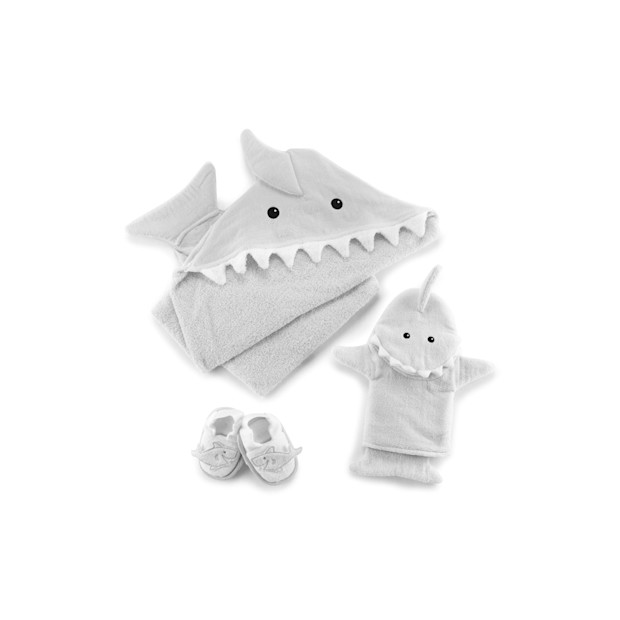 Baby Aspen Let the Fin Begin 4-Piece Bath Set, Open Grey.
