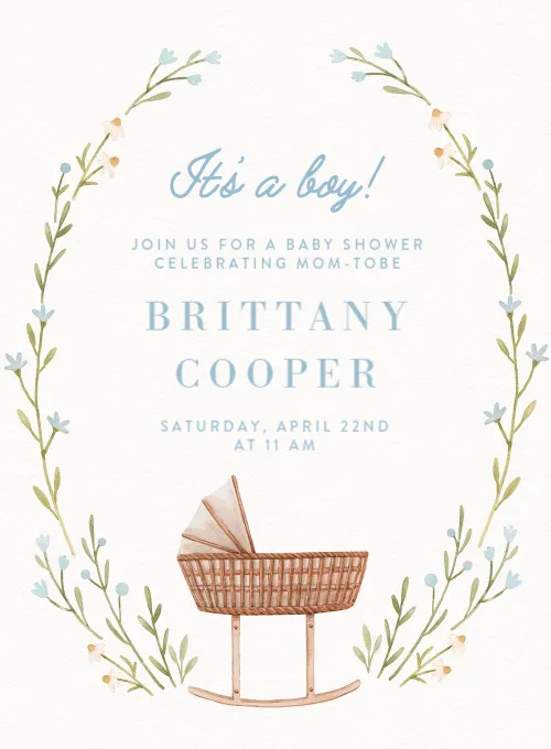 Bluebell Baby Baby Shower Invitation.