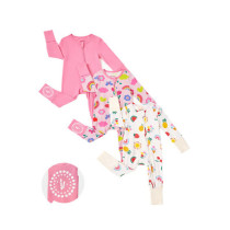 PATPAT Baby Footies Boys Girls - Bamboo Viscose - Zipper & Non-Slip Soles Romper Mitten - Footed & Footless Infant Clothes