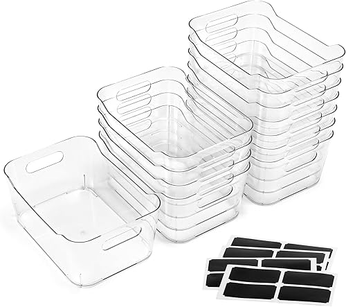 LANDNEOO 12 Pack Multi-Use Clear Plastic Storage Bins.