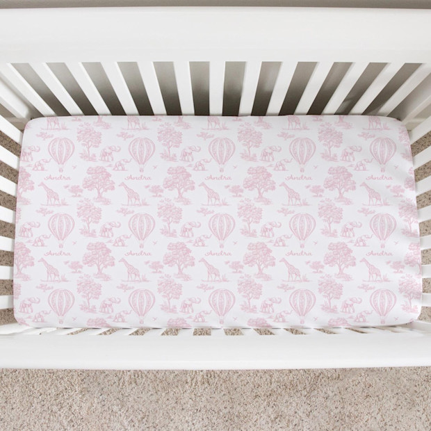 Personalized Toile Fitted Crib Sheet.