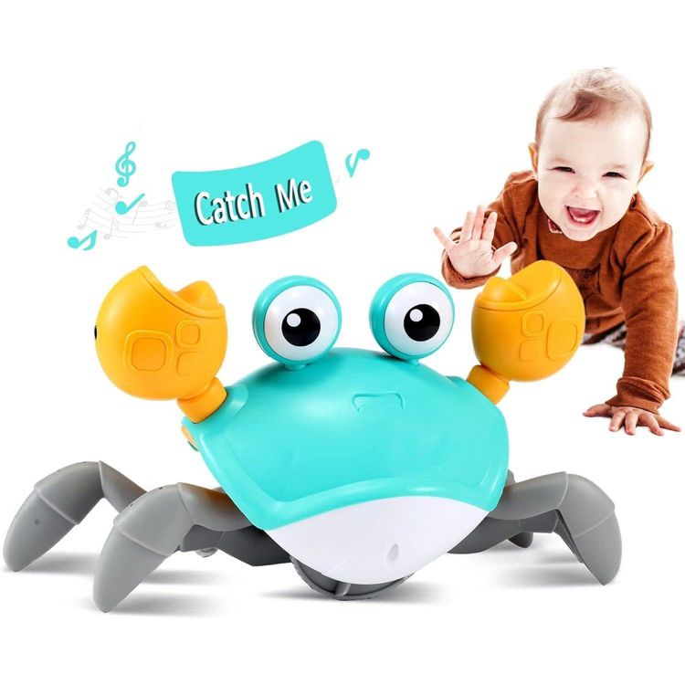 Link Worldwide Ready! Set Play! Link Crawling Crab Baby Toy Great for Tummy Time Adjustable Speed & Volume For Baby & Toddler - Green.
