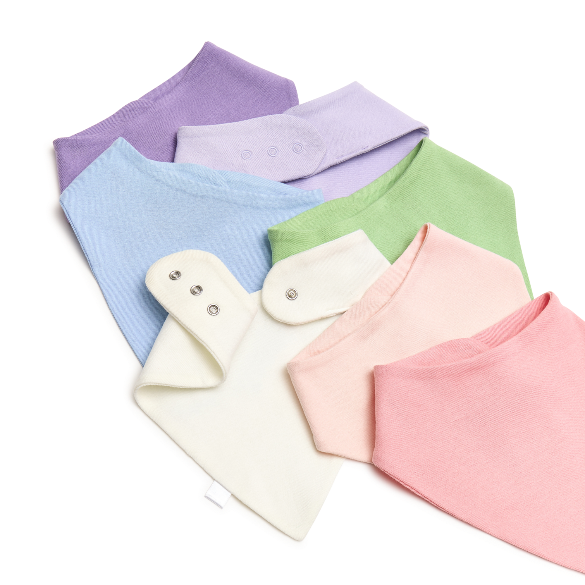 Small Story Organic Cotton Bandana Bib (7 Pack) - Soft Rainbow, One Size.