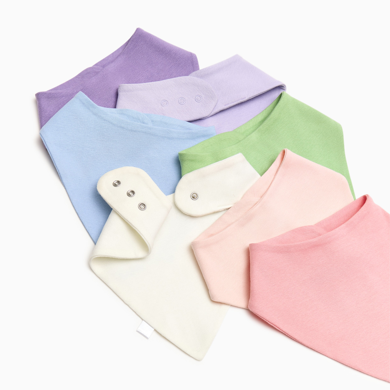Small Story Organic Cotton Bandana Bib (7 Pack) - Soft Rainbow, One Size.