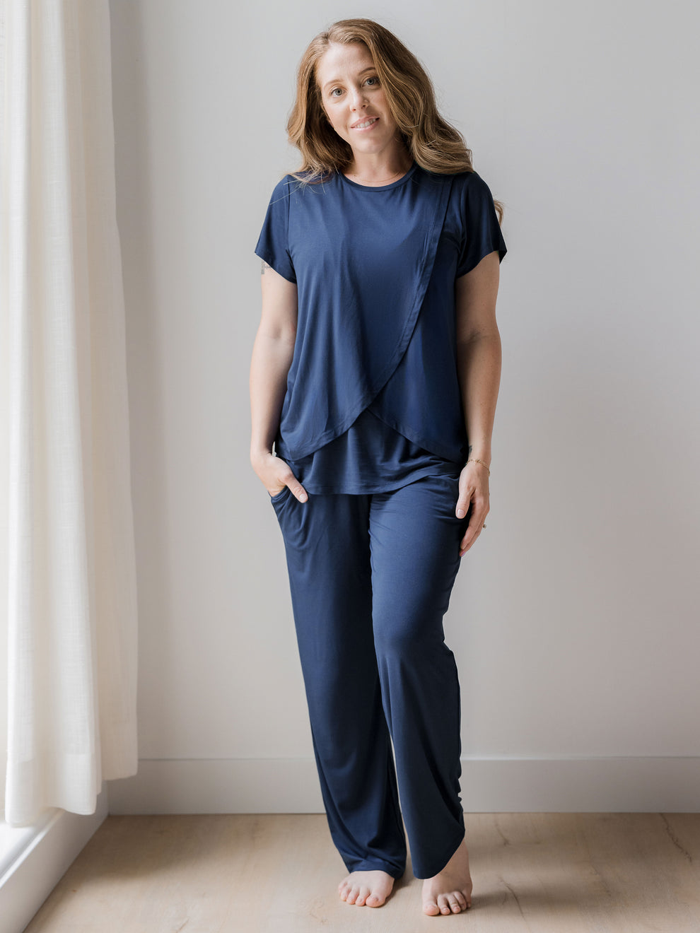 Tulip Hem Short Sleeve Maternity & Nursing Pajama Set.