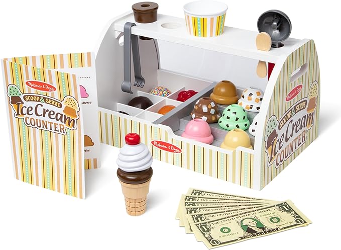 Melissa & Doug Wooden Scoop and Serve Ice Cream Counter.