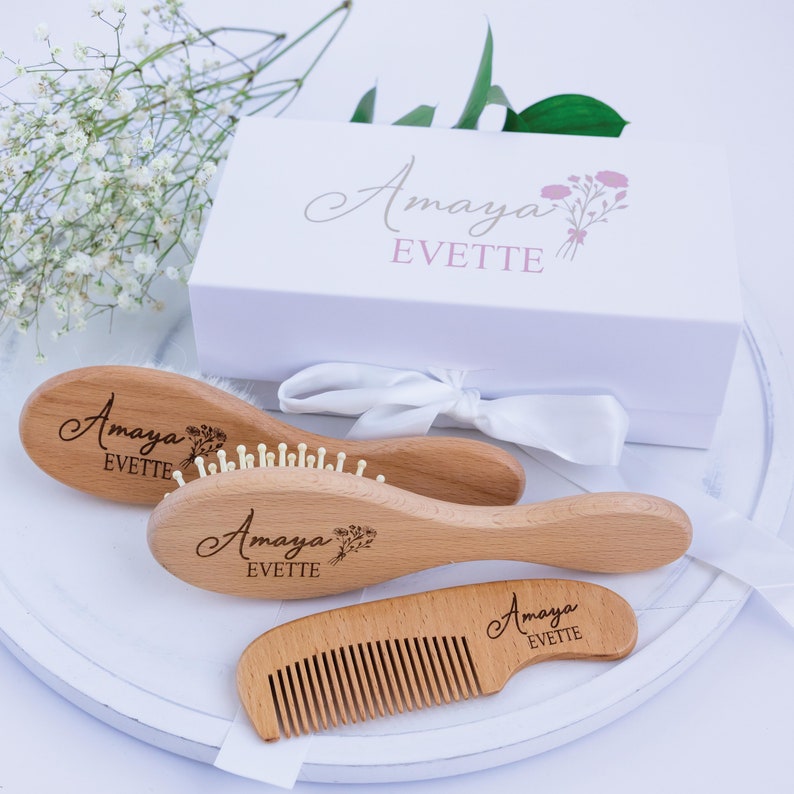 Forever Personalized0 Wooden Baby Hair Brush.