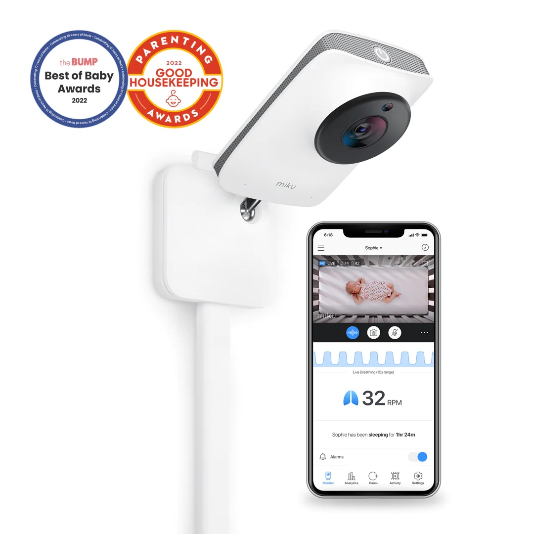 Miku Pro Smart Baby Monitor with Wall Mount Kit