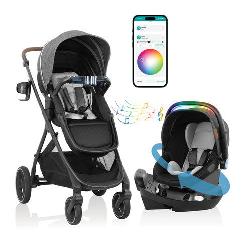 Evenflo Shyft Intuiti+ Travel System featuring Revolve180 LiteMax NXT with SensorySoothe - $649.99.