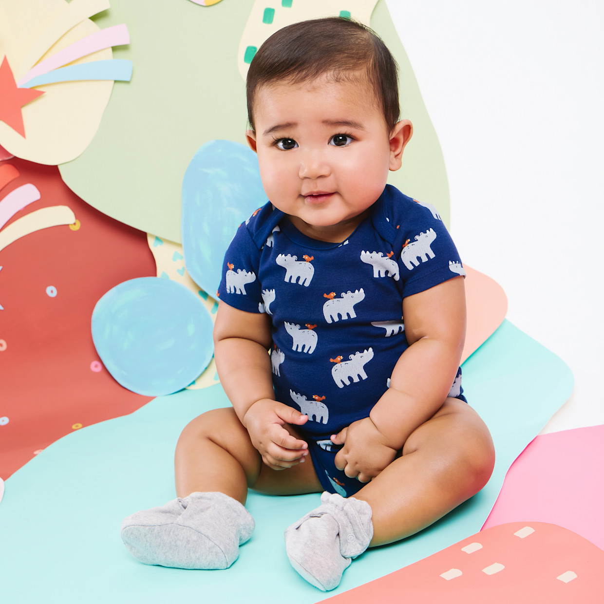 Small Story 6 Piece Set - Rhino And Bird, 0-3 M.