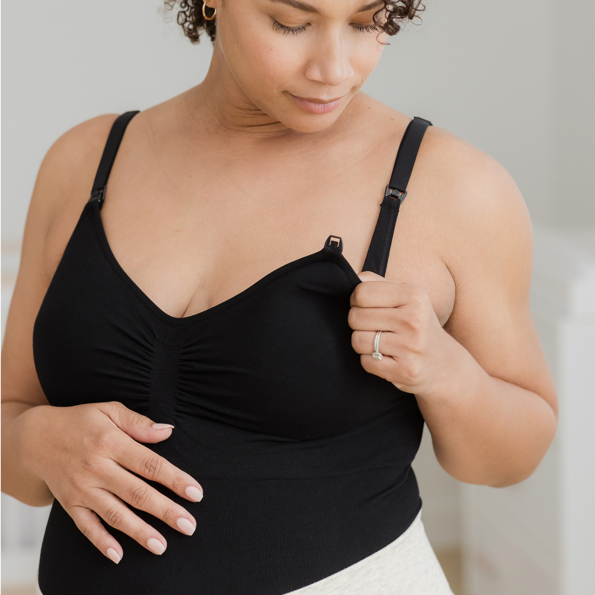 Kindred Bravely Sublime Bamboo Maternity & Nursing Cami - Black, Medium.