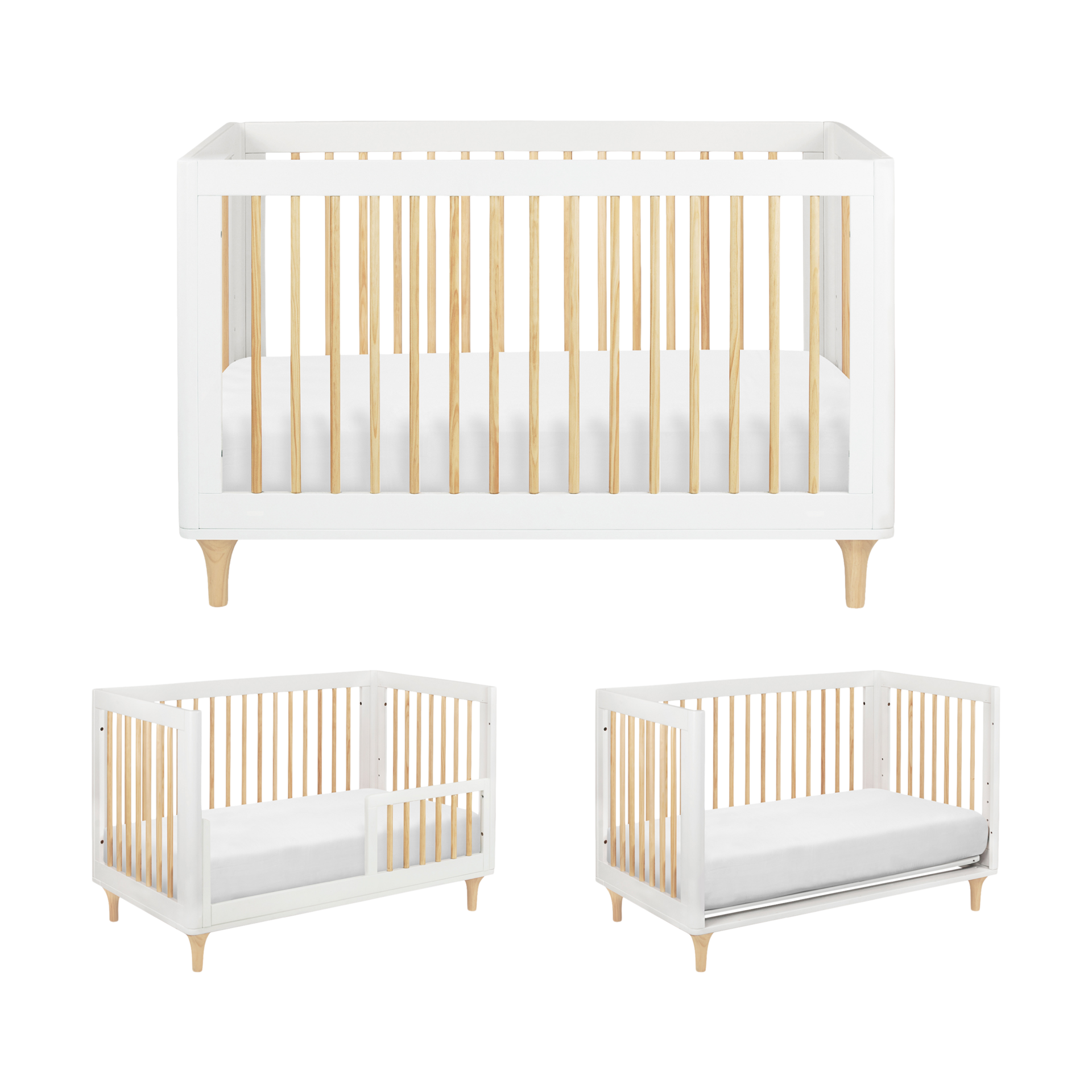 babyletto Lolly 3-in-1 Convertible Crib with Toddler Bed Conversion Kit - White/Natural.