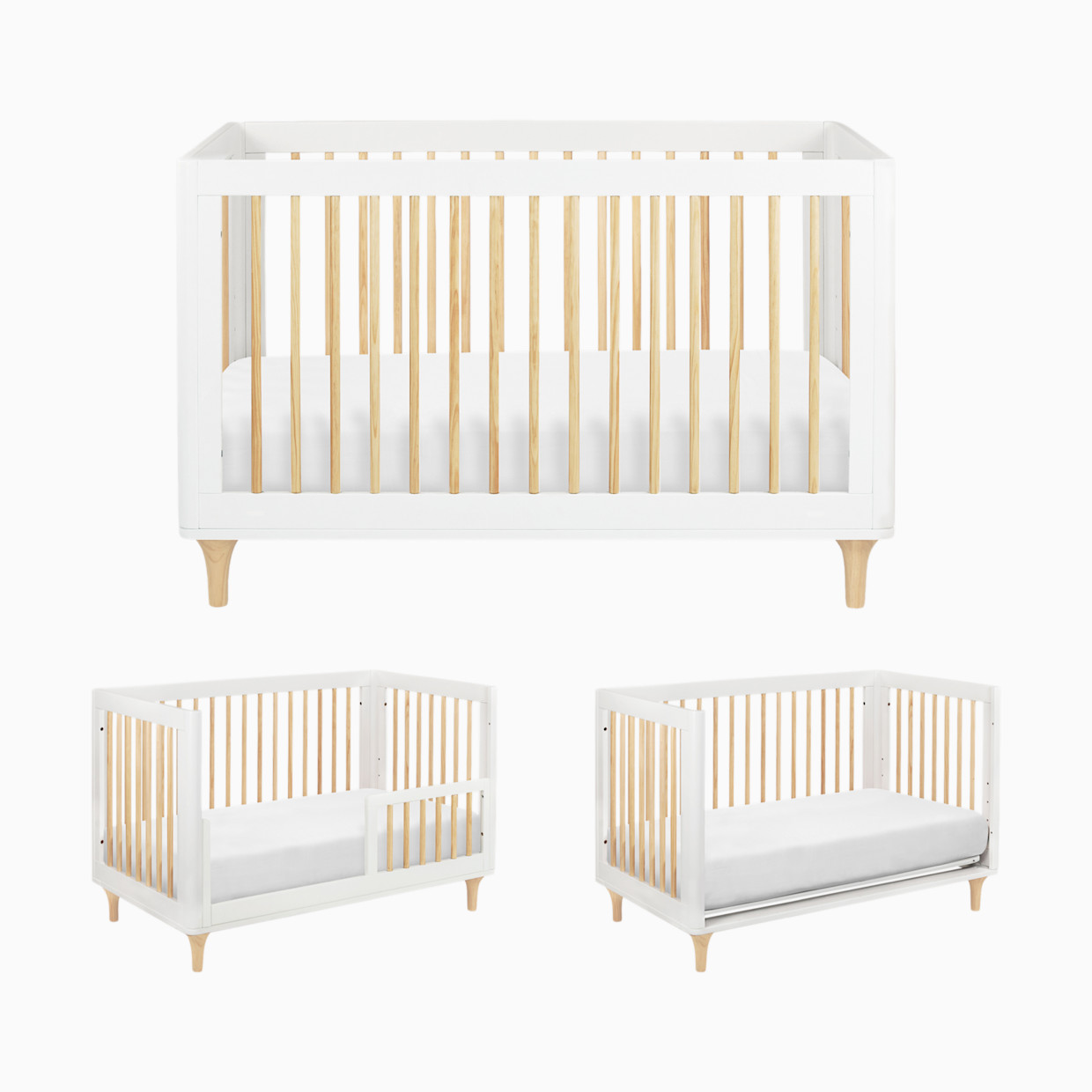 babyletto Lolly 3-in-1 Convertible Crib with Toddler Bed Conversion Kit - White/Natural.