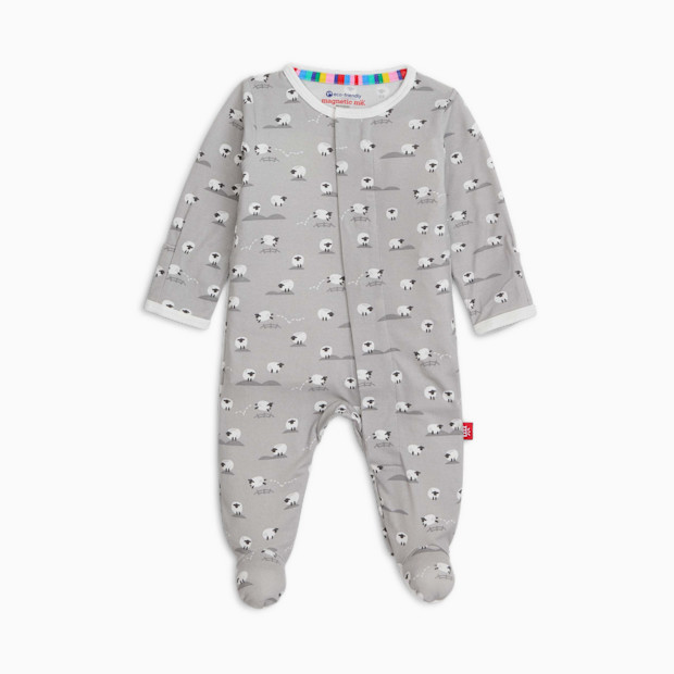 Magnetic Me Modal Magnetic Footie - Pastel Grey Baa Baa Baby, Newborn.
