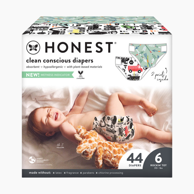 The Honest Company Club Box Diapers - That Way + Big Trucks, Size 6, 44 Count.