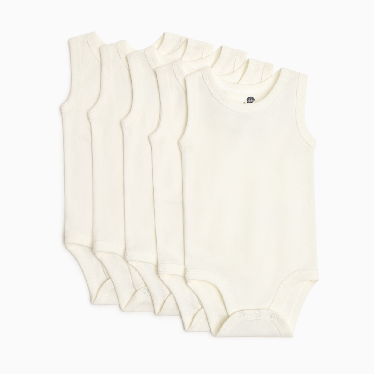 Small Story Organic Cotton Solid Tank Bodysuit (5 Pack) - White, 3-6 M.