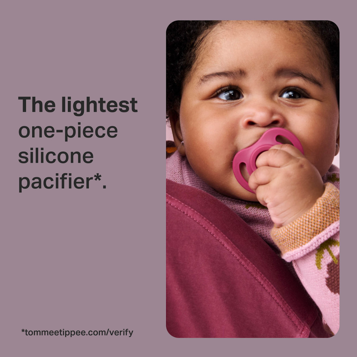 Tommee Tippee Ultra Light Silicone Pacifier - Magenta/Light Plum/Cream/Dusty Rose, 6-18 Months, 4.