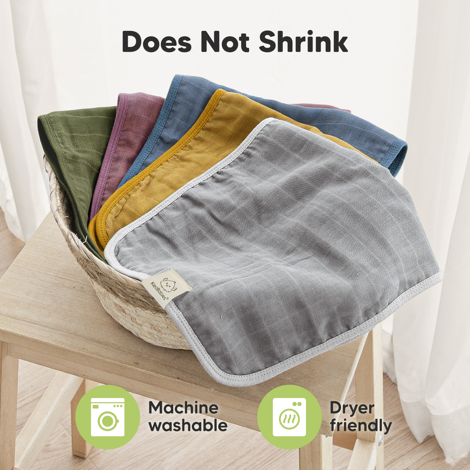 KeaBabies Lumi Muslin Burp Cloths (5 Pack) - Bloom.