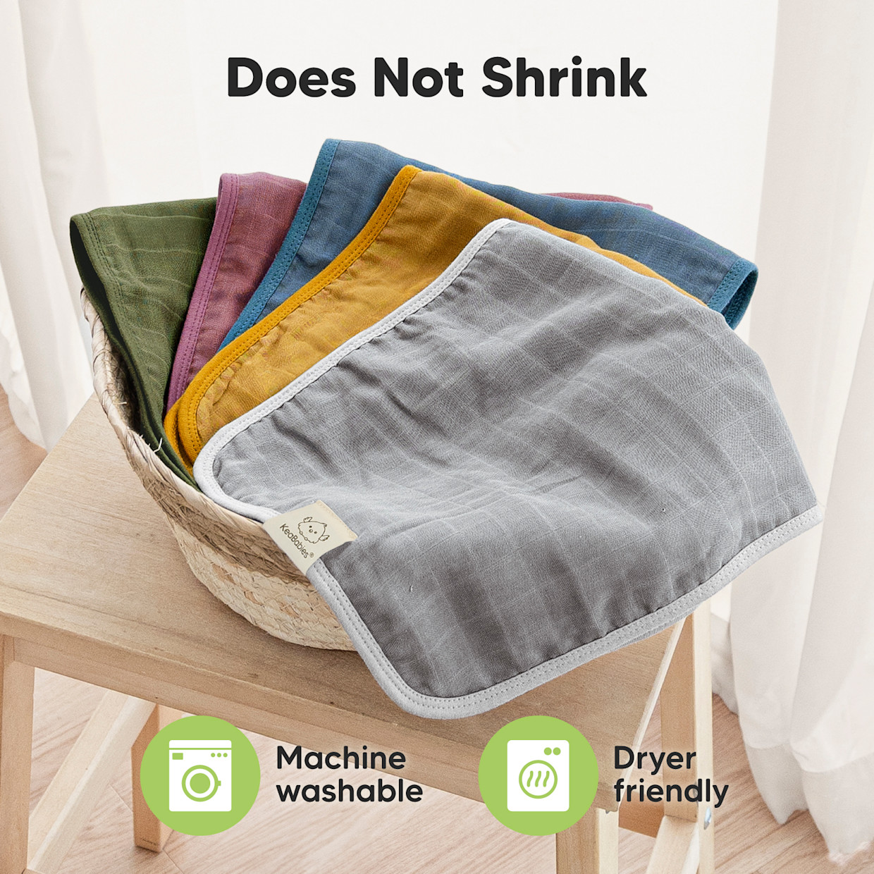 KeaBabies Lumi Muslin Burp Cloths (5 Pack) - Bloom.