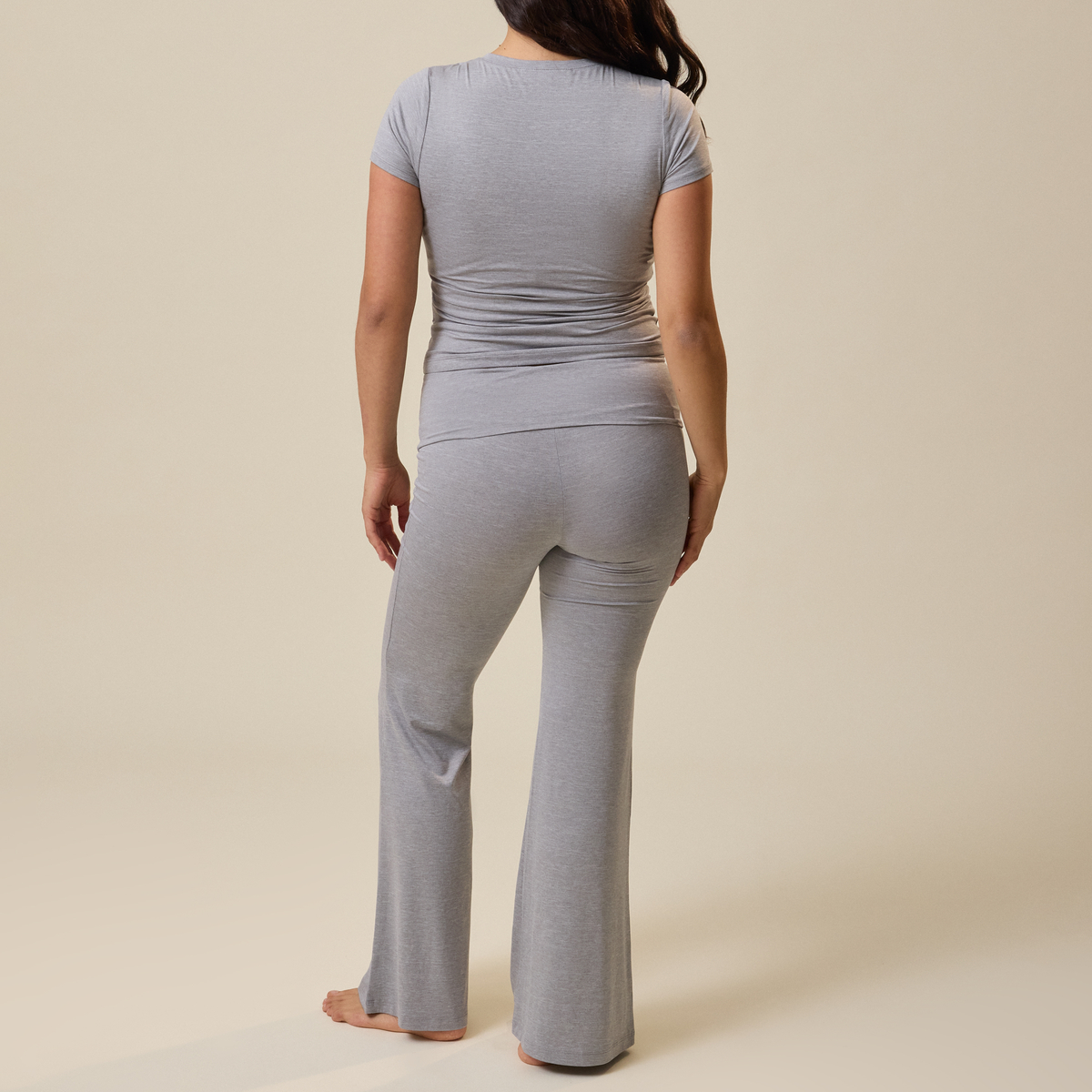 Kindred Bravely The Sunday Maternity & Nursing Pajama Set - Grey Heather, 3X.